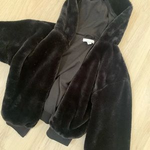 Topshop fuzzy black jacket